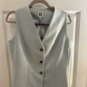 Anne Klein Light Blue Vest with Gold Accents